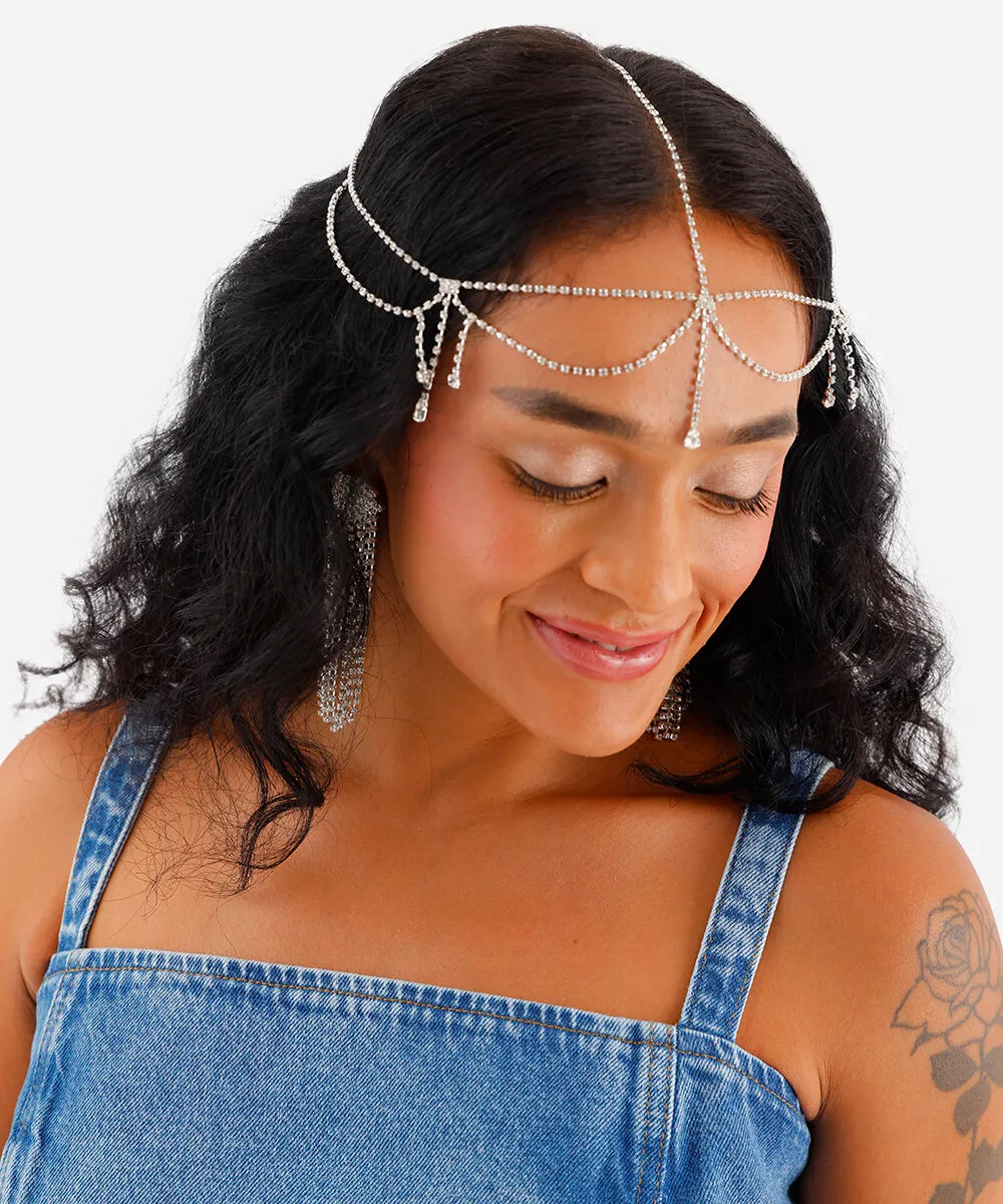 tiara com brilhos prateada