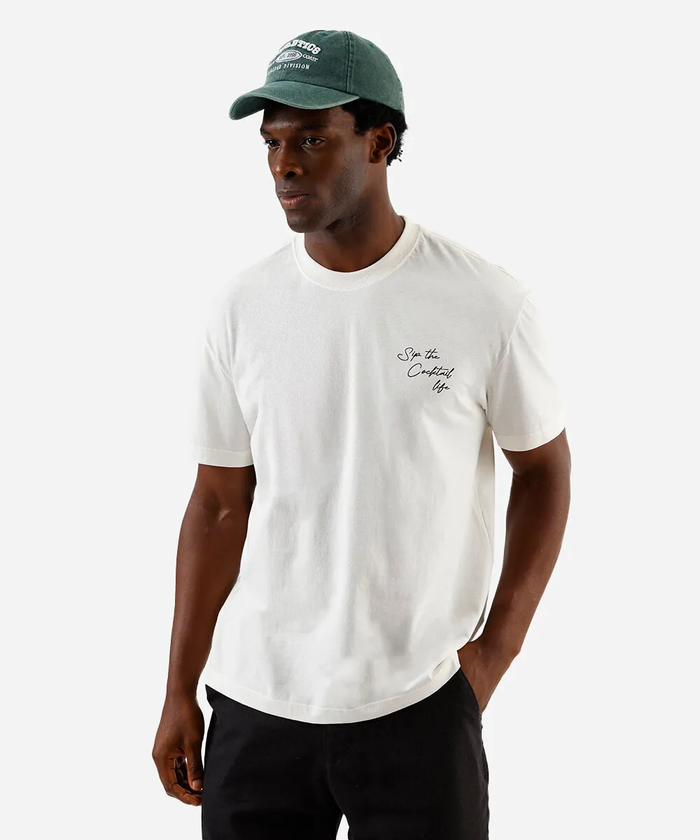 camiseta masculina drinks off white