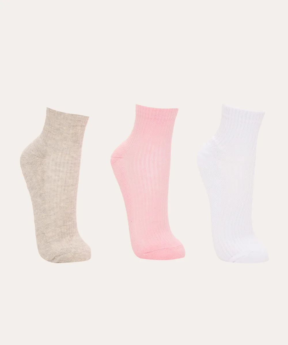 kit de 3 pares de meias cano médio multicor