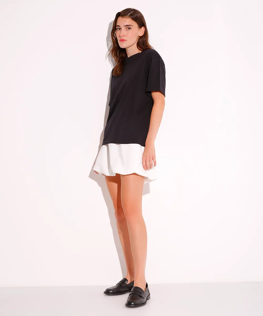 saia curta de algodão balonê mindset off white