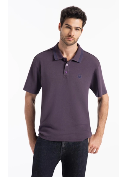 Polo Waffle College Shield Roxo