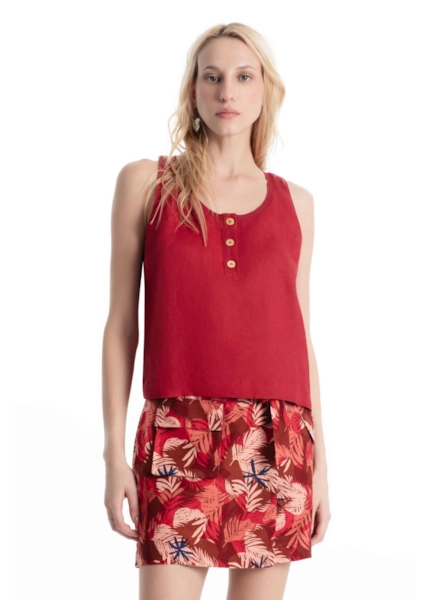 Blusa Linen Fresh Sleeveless Vermelho