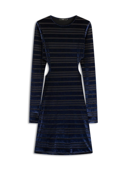 Vestido Veludo Stripes Ellus Marinho