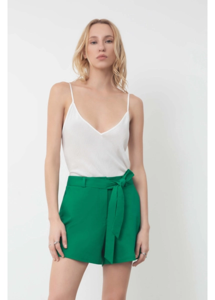 Bermuda Tega Evase Shorts Verde Bandeira