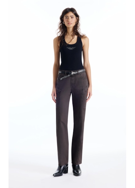 Calça Color Twill Low Rise Plumbo