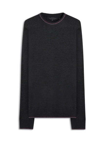 Tricot Poly Sweater Stripes Chumbo Mescla