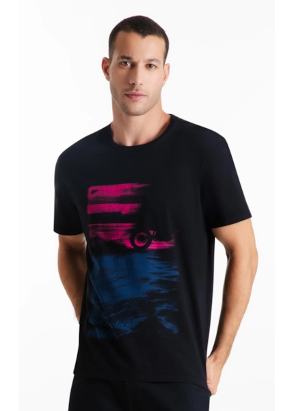 T-Shirt Cotton Fine Motorcycle Classic Preto