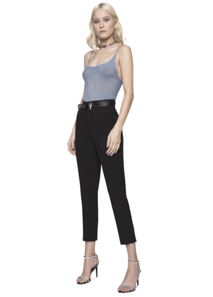 Blusa Contrast Ribbed Lurex Azul Claro