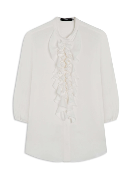 Camisa Crepe Visco Ruffle Shirt Off White