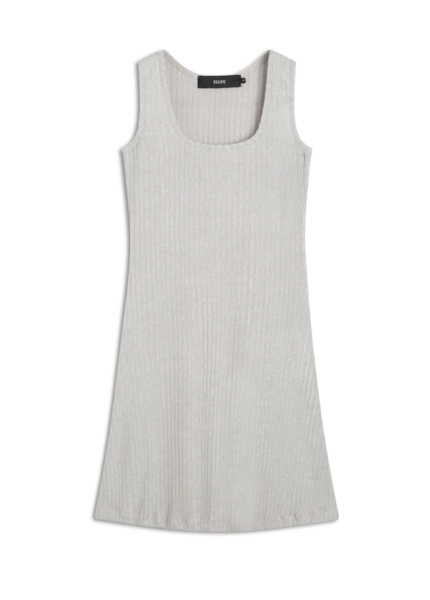 Vestido Cotele Metalic Cinza Claro