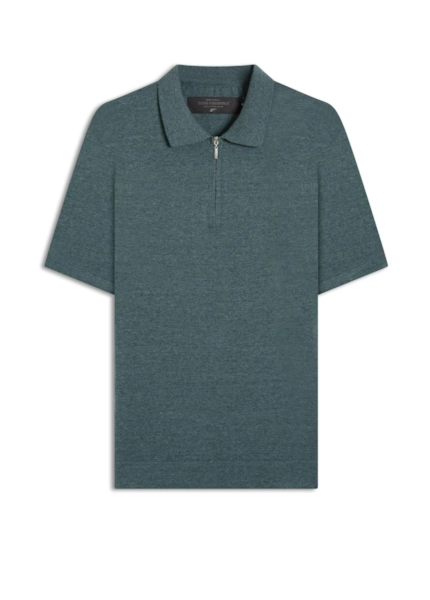 Polo Tricot Cotton Blend Zíper Bottle Mescla