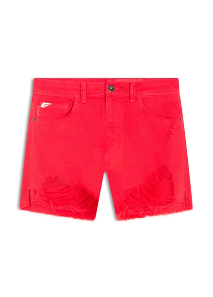 Short White Denim Destroyed Pink