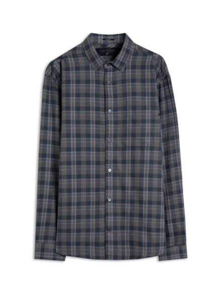 Camisa Xadrez Wool Touch Frost Loose Xangai Grafite
