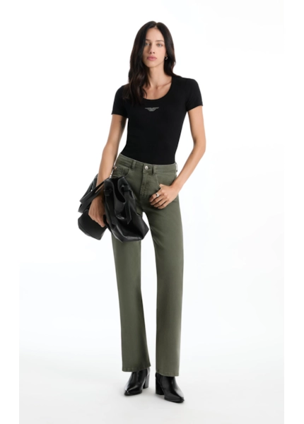 Vintage Denim Color Flare Placa Verde Escuro