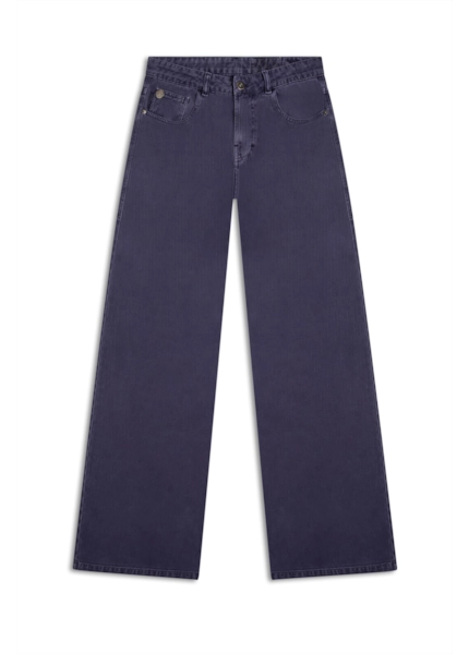 Calça White Denim Wide Leg Purple Blue