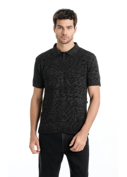 Polo Flame Jersy Button Chumbo Mescla