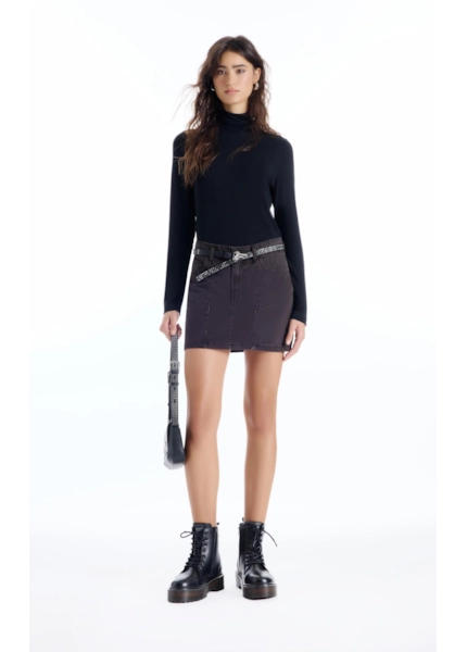 Saia Color Twill Recortes Plumbo