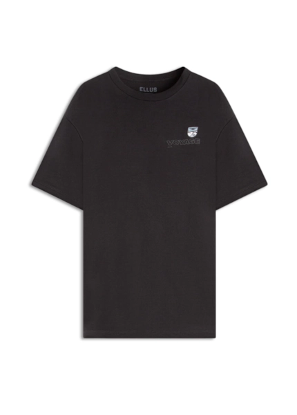 T-Shirt Fleece Flower Embroidery Preto