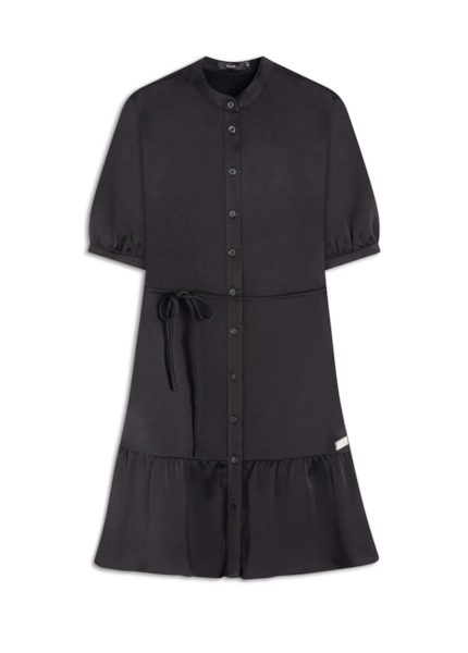 Vestido Crepe Paris Puff Preto