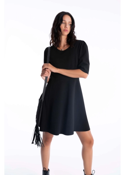 Vestido Scuba Buffant Preto