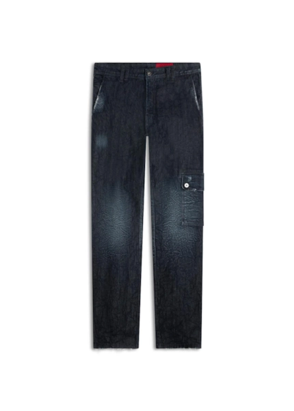 Calça Dark Forest Elastic Straight Cargo Lav.Escuro C/ Craquelado