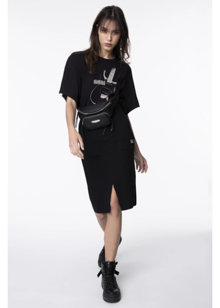 Saia Midi Skirt Preto