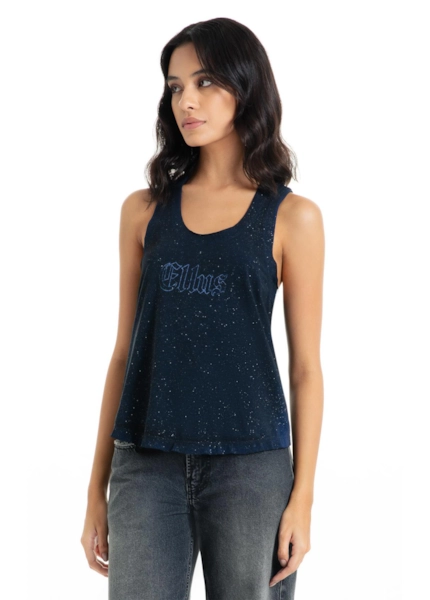 Blusa Ellus Cotton Devore Sleeveless Azul Carbono