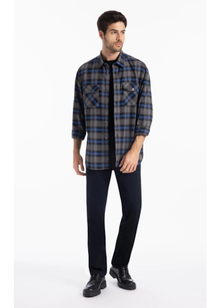 Camisa Xadrez Wool Touch Sweden Loose Irish Misty