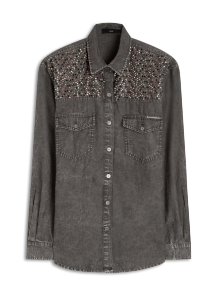 Camisa Black Denim Ired Stones 166 Lav.Grey Bleached