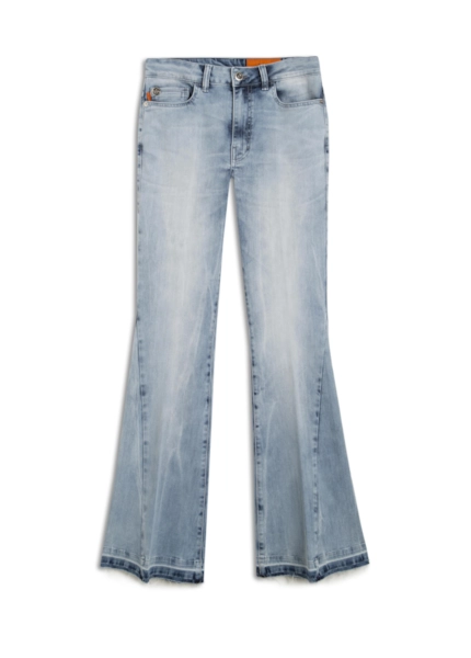 Calça Jeans High Comfort Blue (Higher) Flare Recorte 1463 Lav.Claro C/Tie Dye