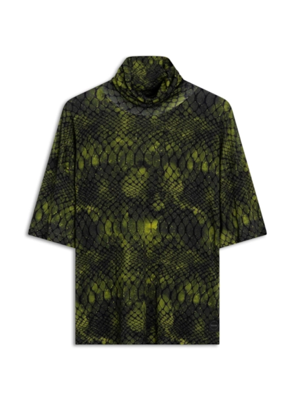 Blusa Strech High Collar Verde Oliva