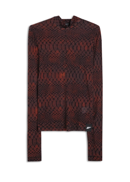 Blusa Jersey Fine Ellus Snake Turtleneck Vermelho