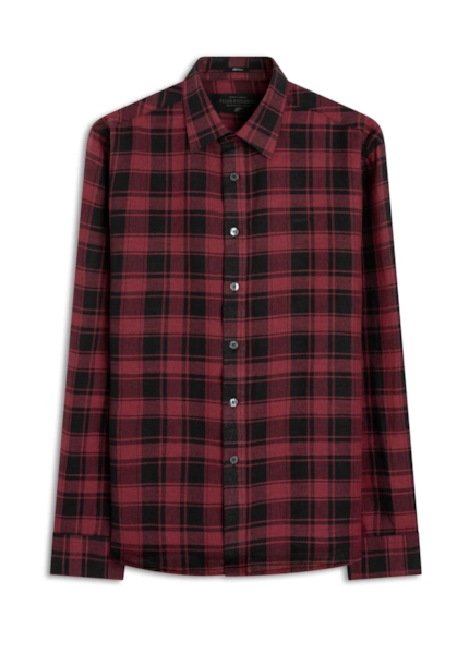 Camisa Linho Blend Xadrez Madra Bordeaux