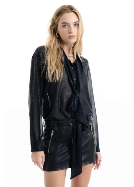 Camisa Microchiffon Lavalliere Preto