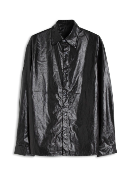 Camisa Wrinkle Overshirt Buttons Preto