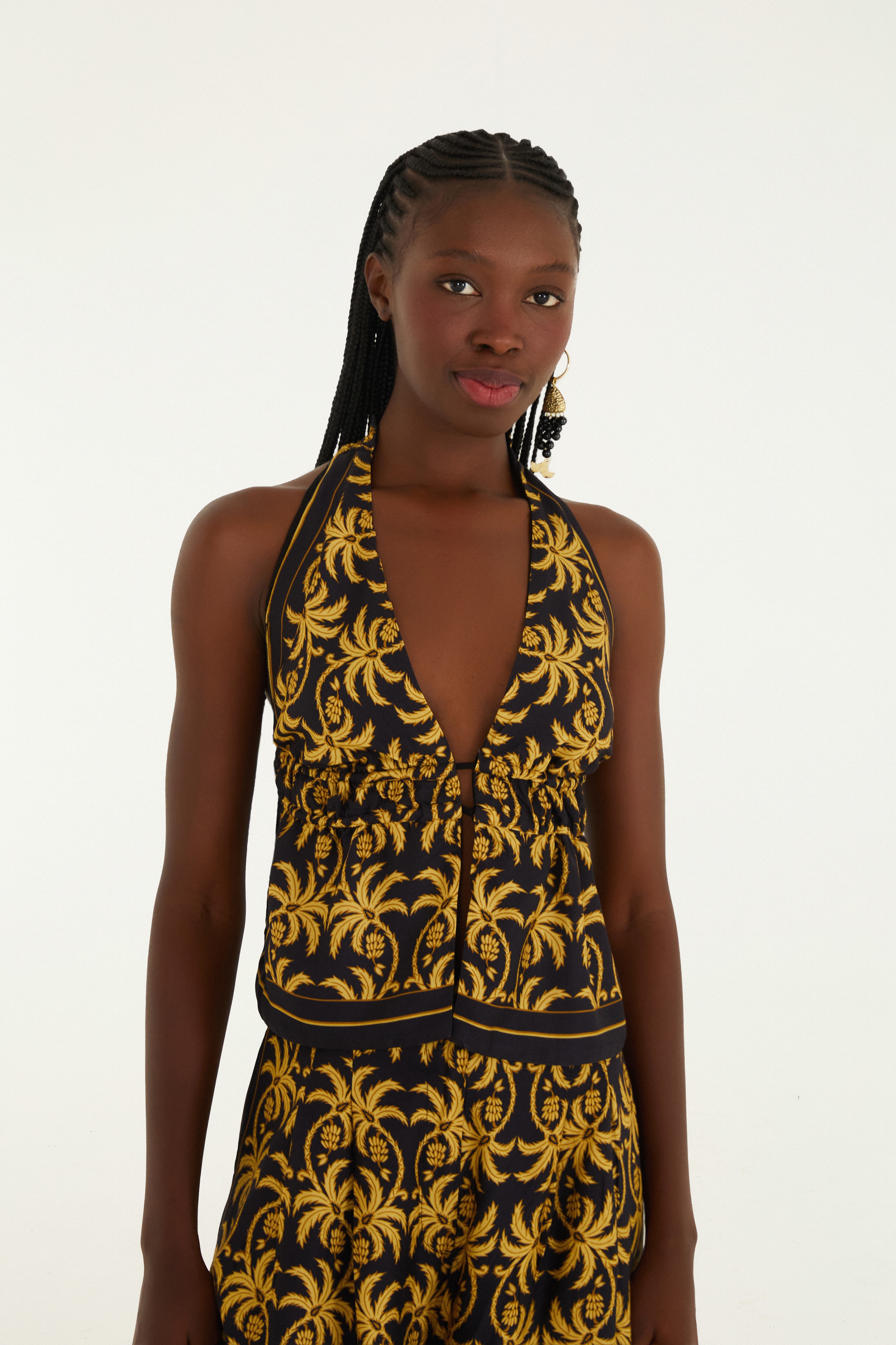 Blusa Double Frente Única Estampada Lenço Trancoso