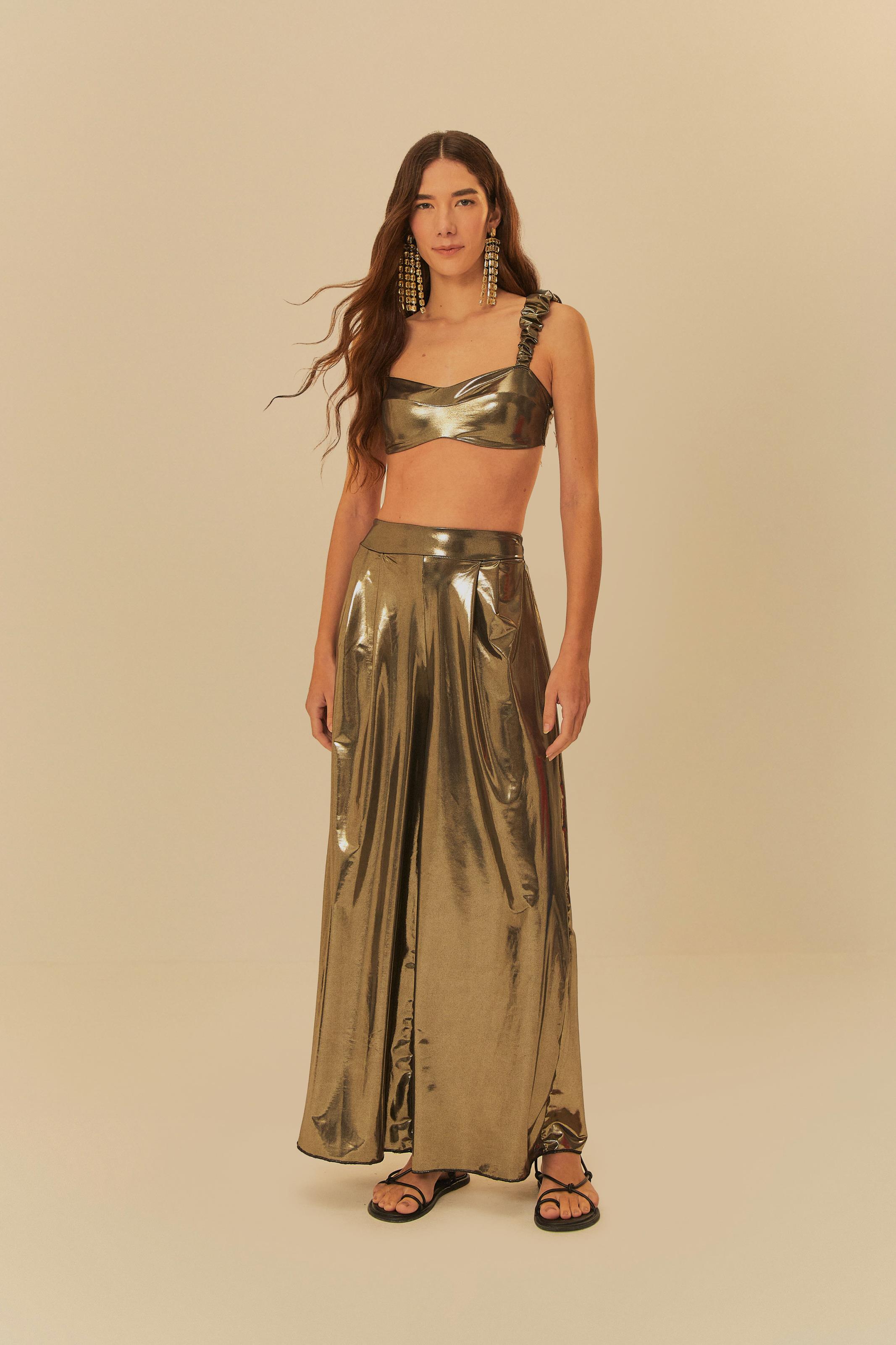 Calça Pantalona Metalizado