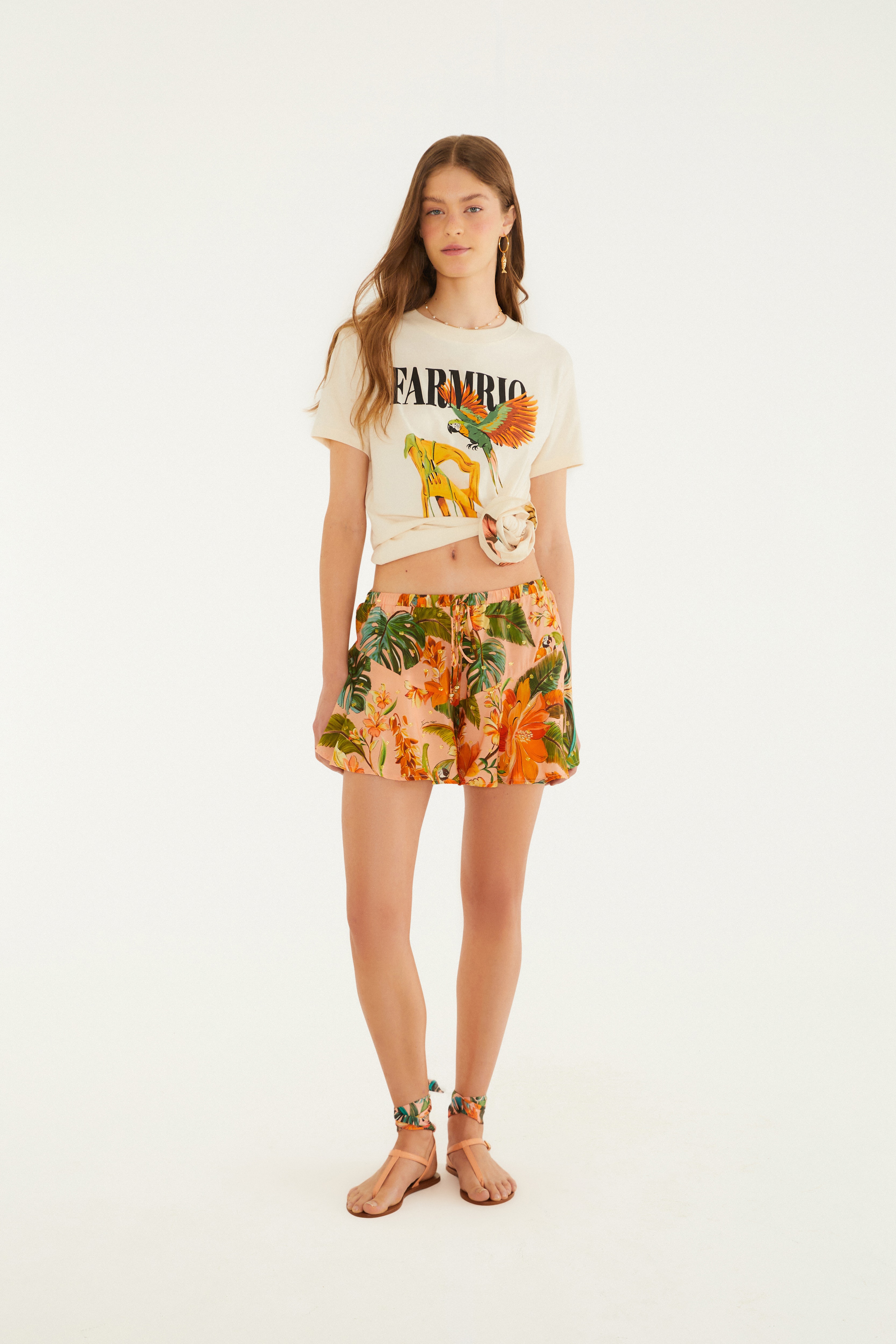 Short Estampado Canto Dos Pássaros