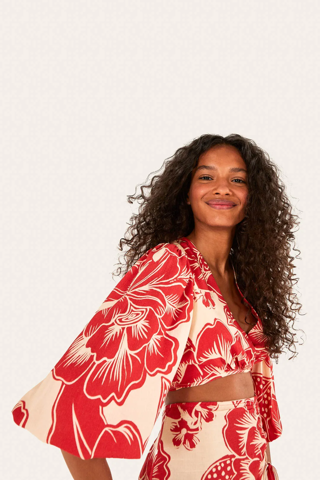 Blusa Manga Comprida Estampada Chita Xilo