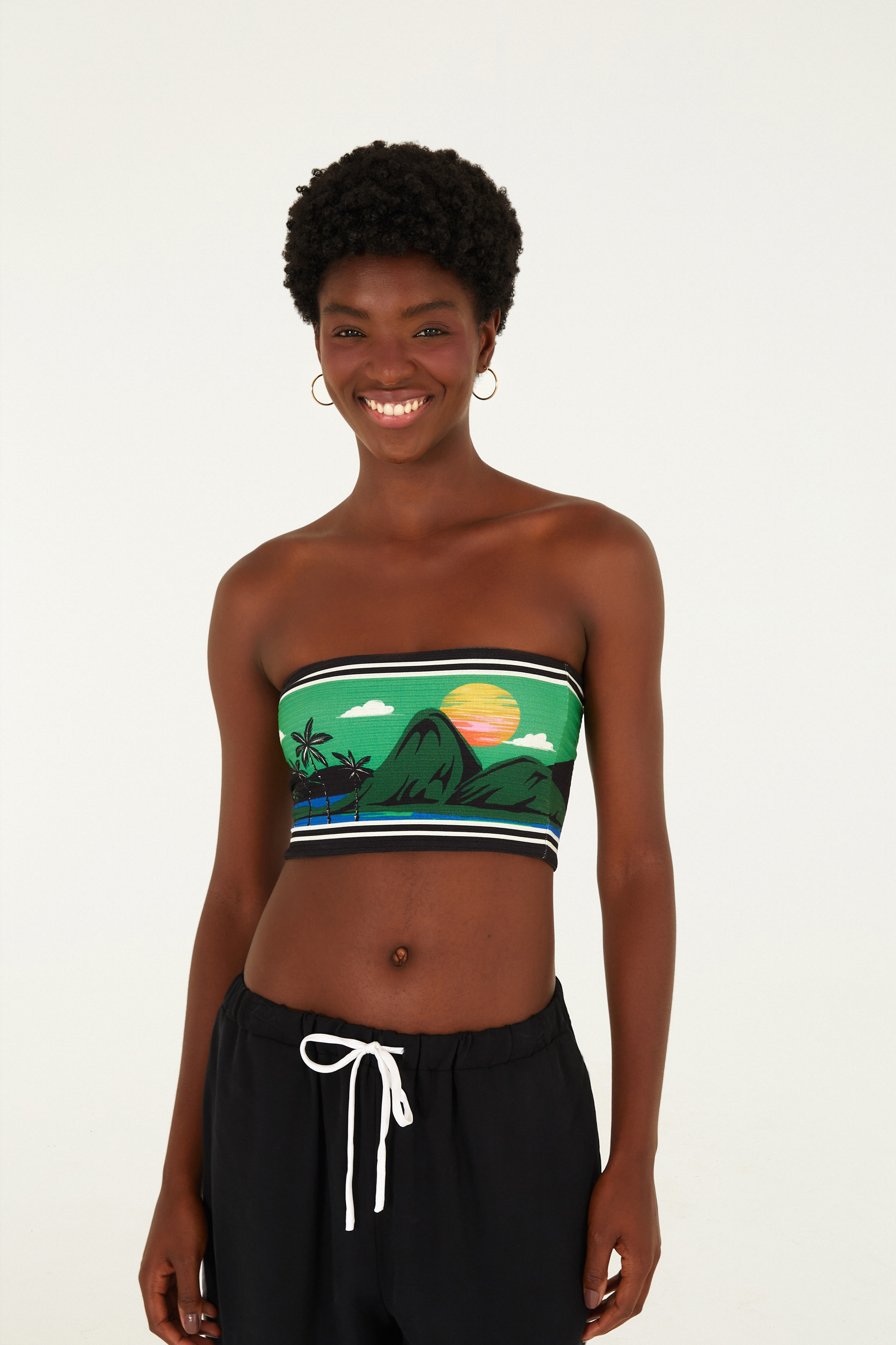 Top Sem Alça Estampado Oásis Lenço