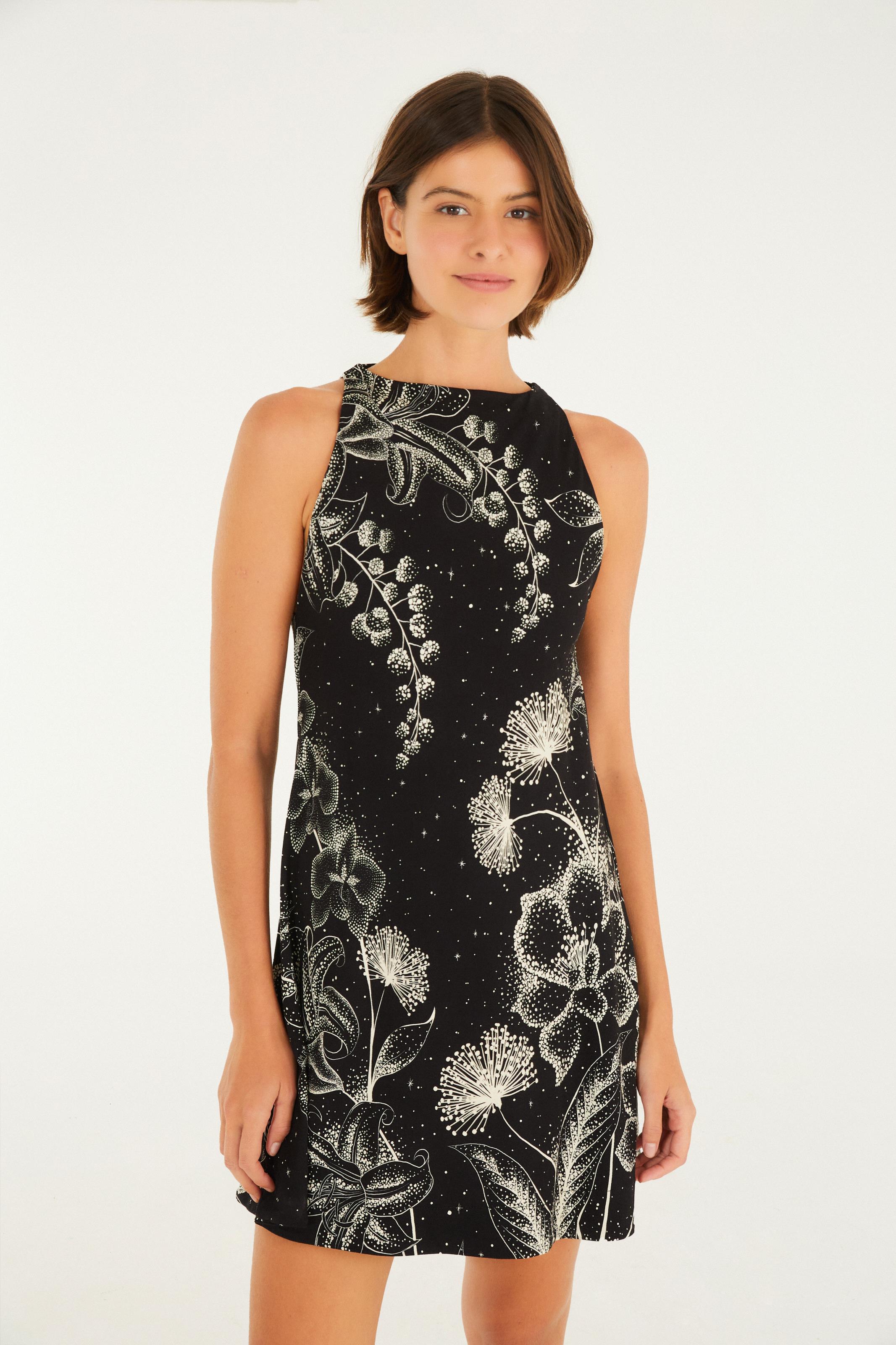 Vestido Curto Estampado Céu De Flor