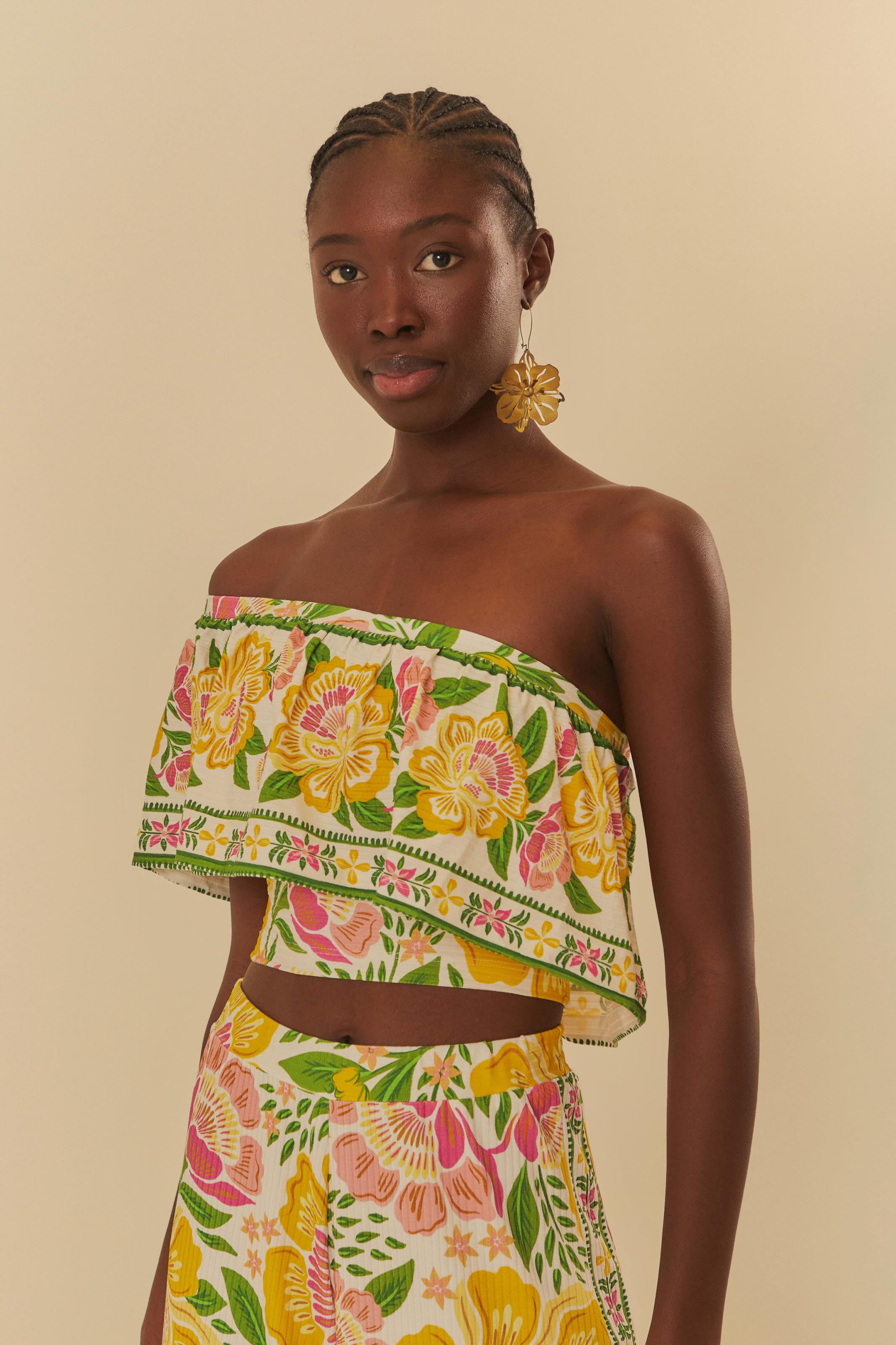 Blusa Babado Estampada Floral Bela