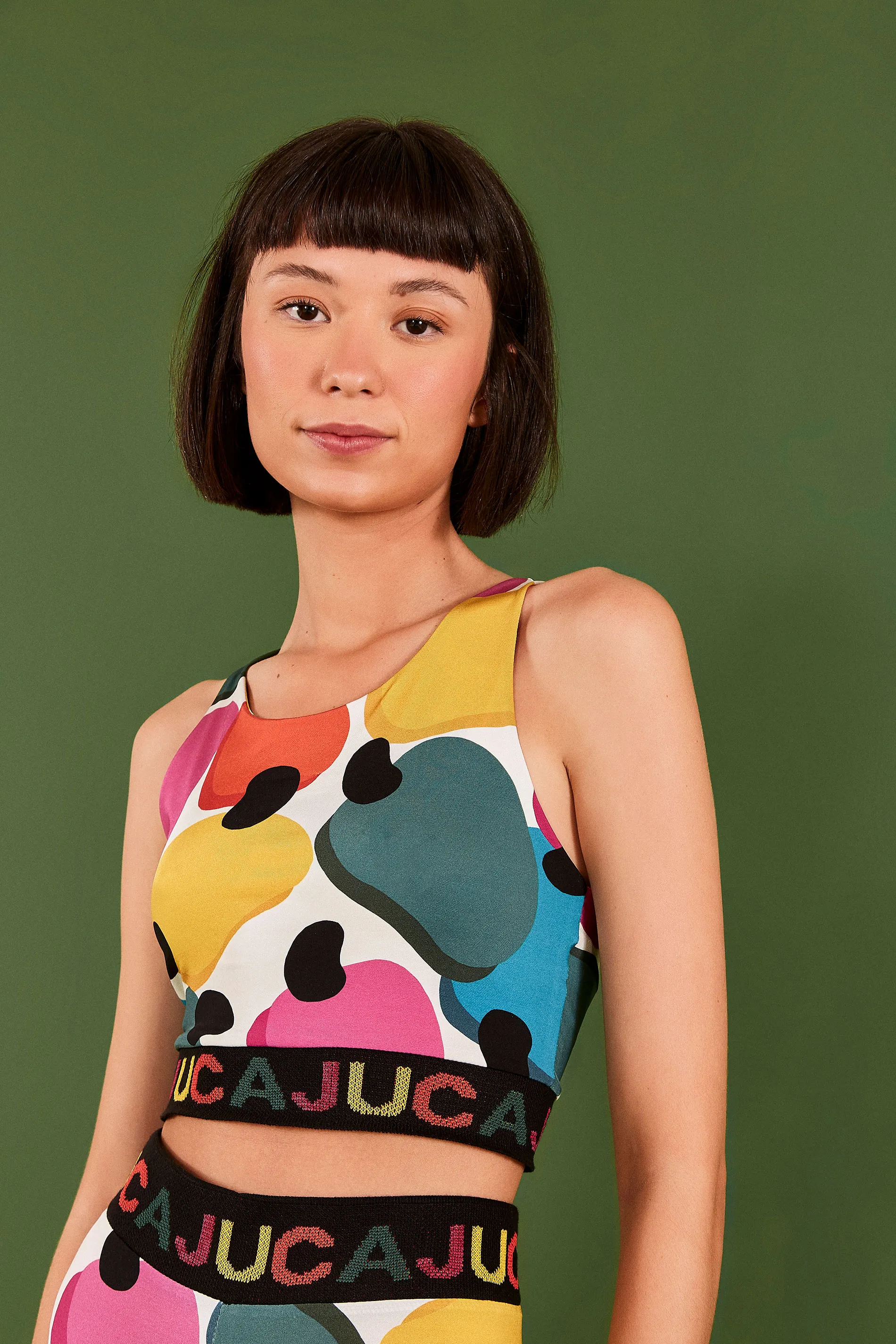 Top Esportivo Estampado Confete De Caju