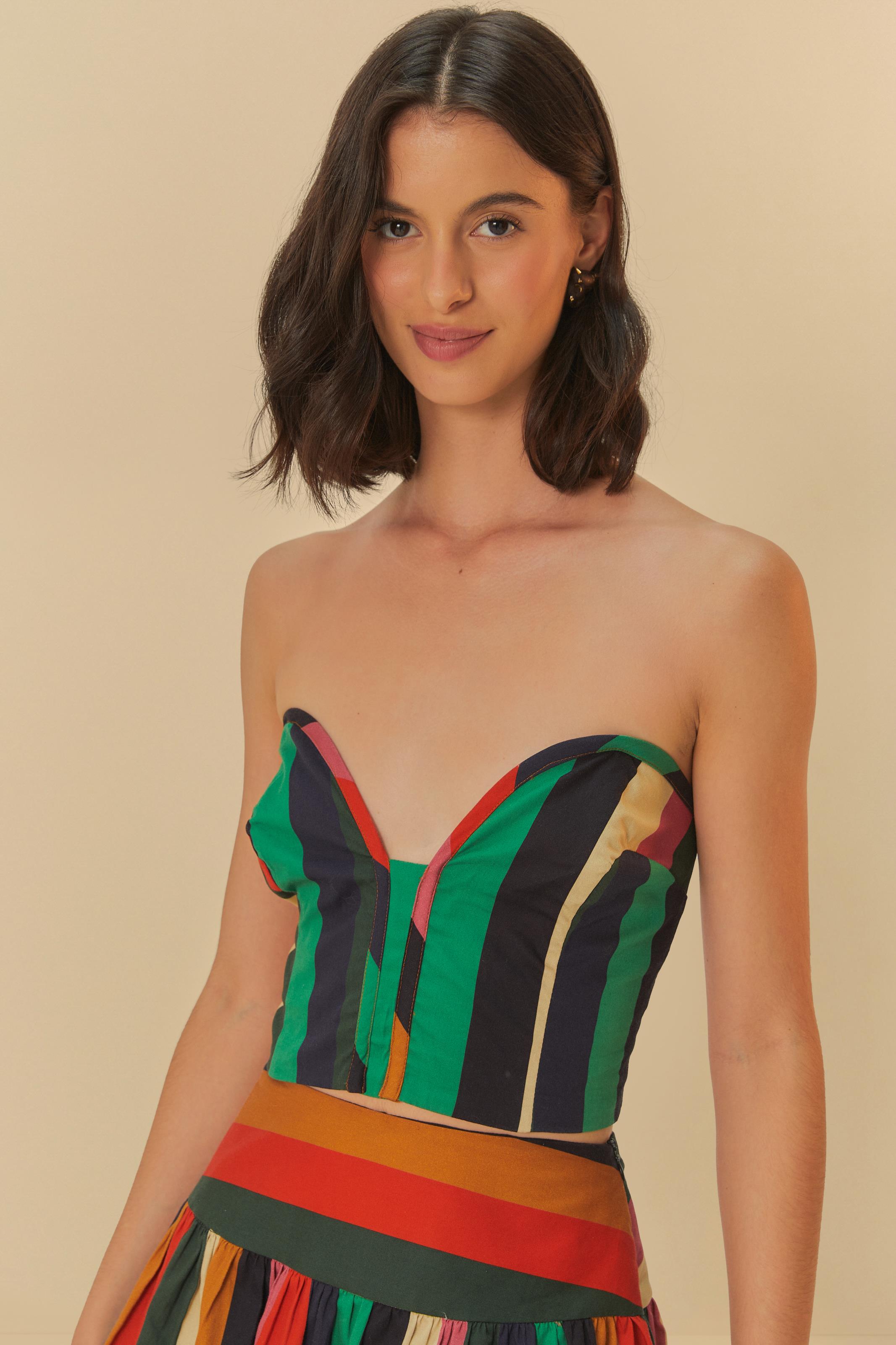 Cropped Estampado Listra Onda De Cor