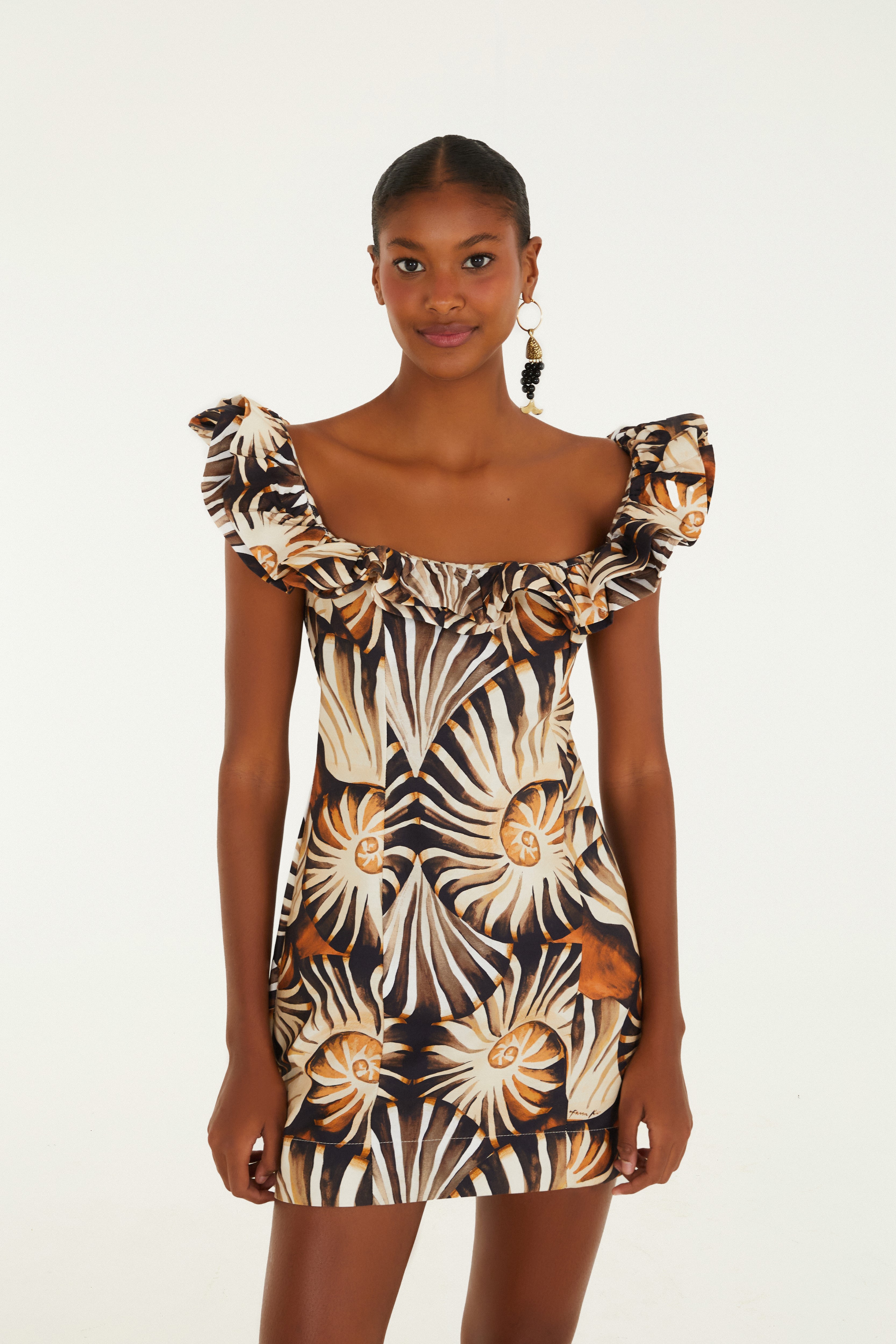 Vestido Curto Estampado Mar De Concha