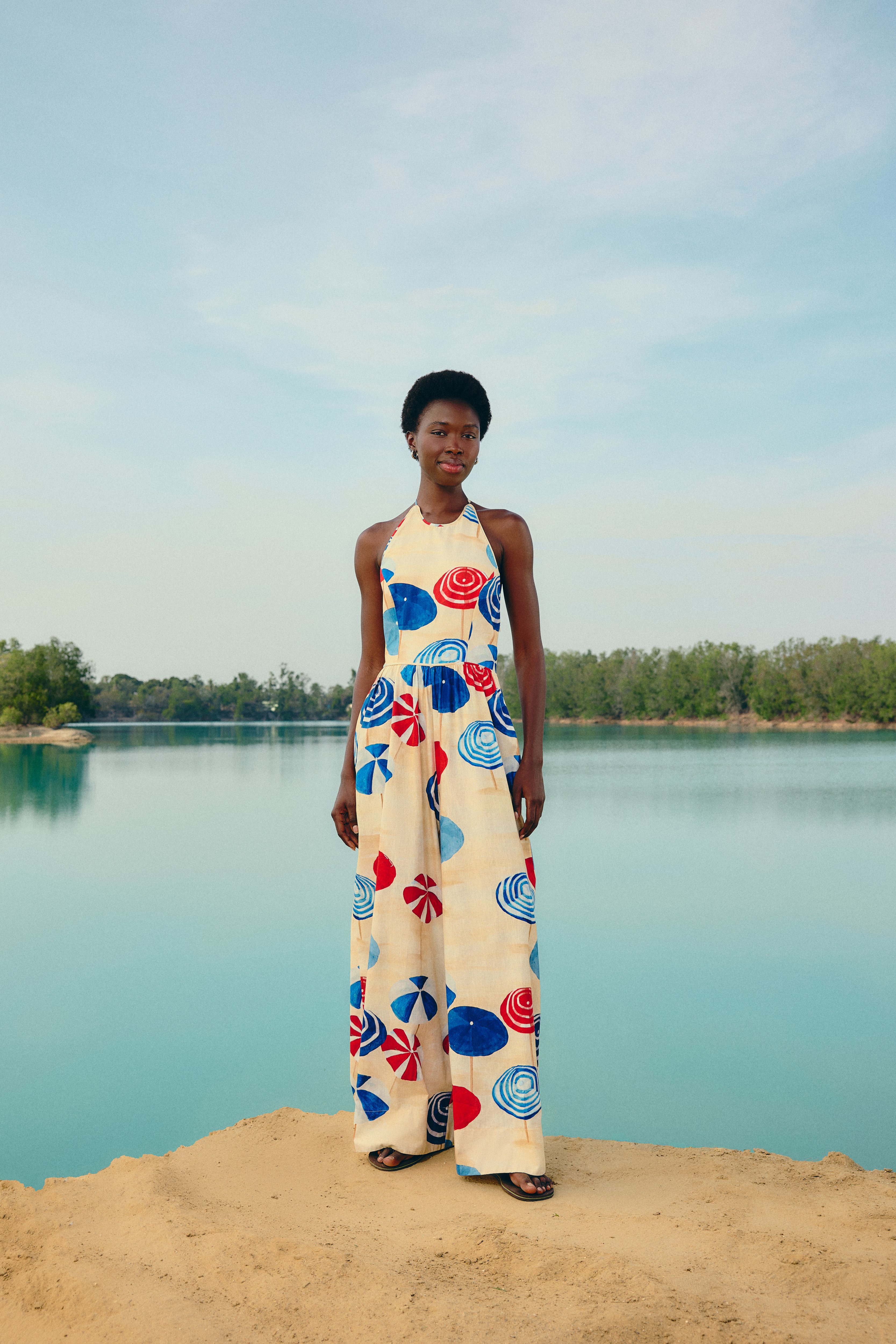 Macacão Pantalona Estampado Guarda Sol