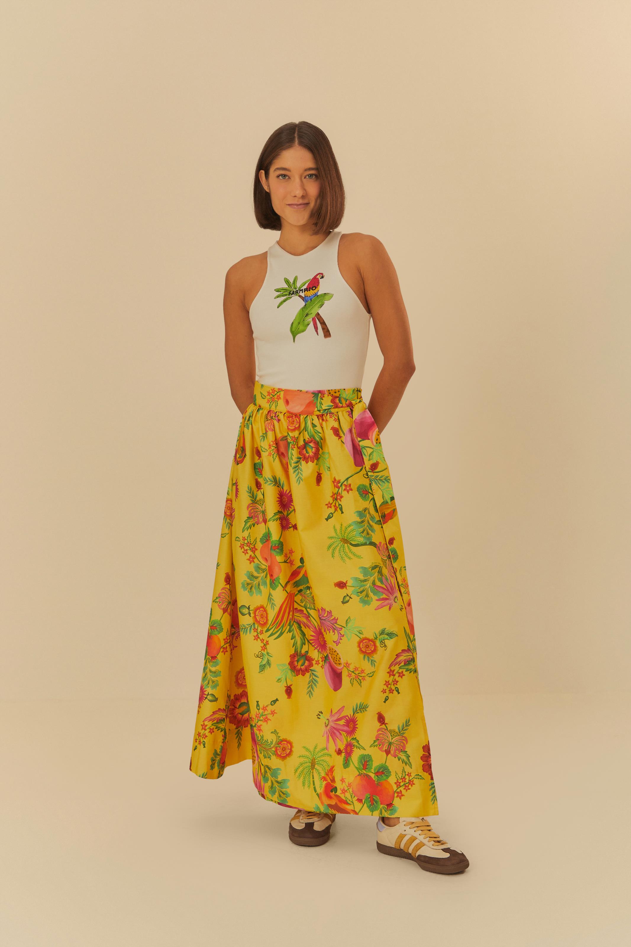 Saia Estampada Jardim De Frutas