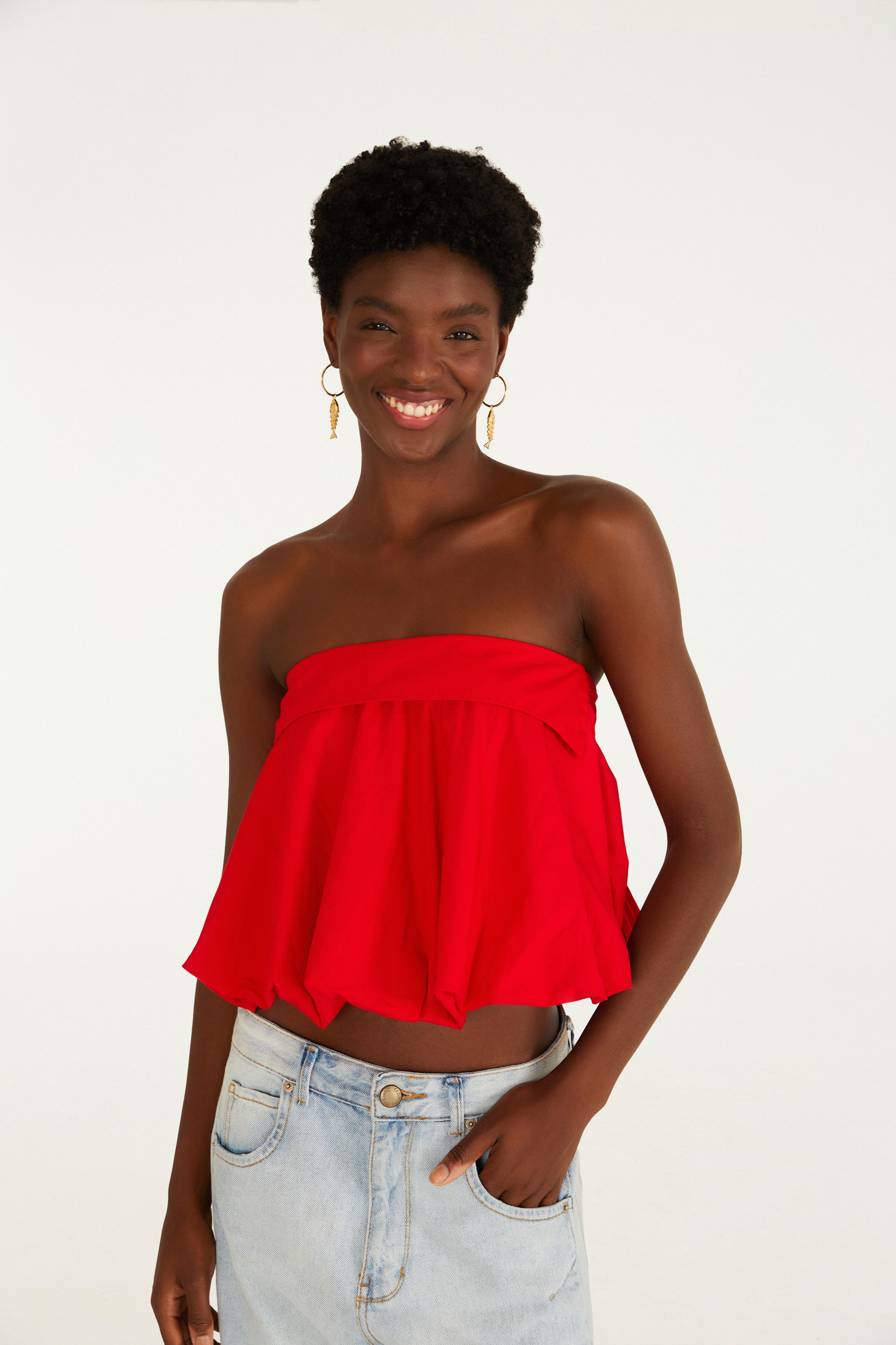 Blusa Balonê Laço Costas