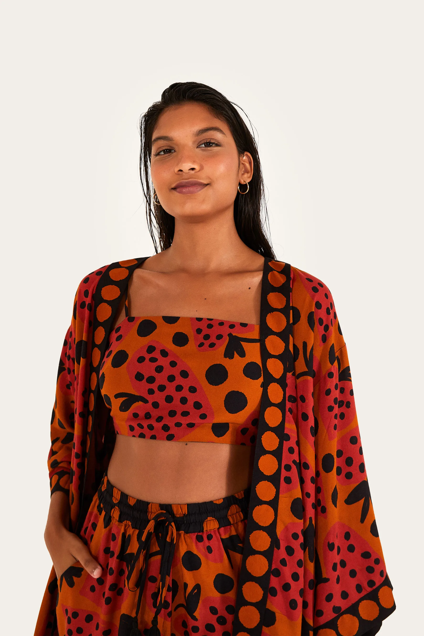 Top Double Coração De Morango