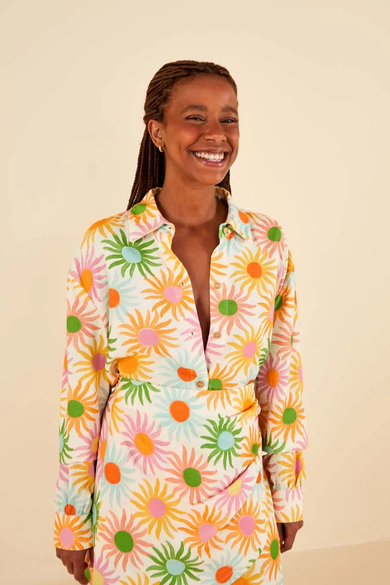 Camisa Manga Estampada Sol De Verão